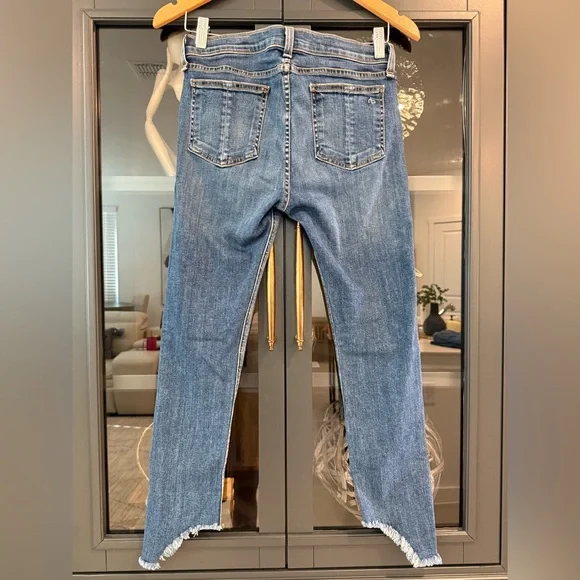 rag & bone Blue Raw-Hem Cropped Jeans - Picture 1 of 9